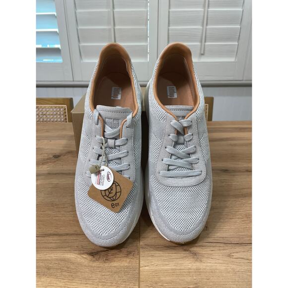 FitFlop F-Mode E01 Knit Flatform Sneakers Grey Suede/Poly Side 10 US 42 EU NWOB - Picture 5 of 14